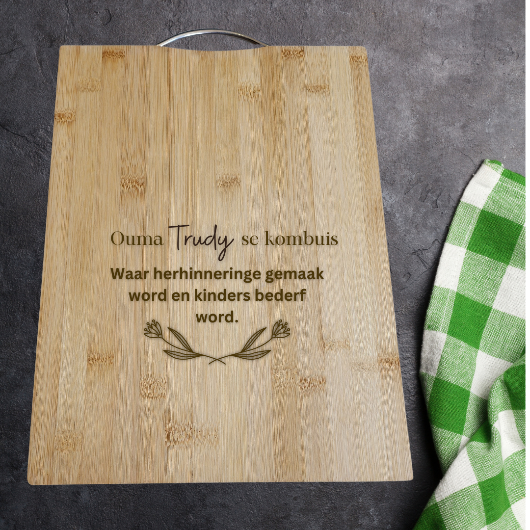 Personalised Regtangle Cutting Board - Ouma se kombuis