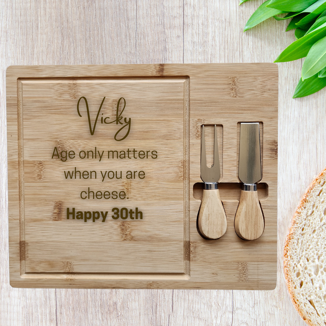 Cheese Board with Knife set - Cheesy Birthday message