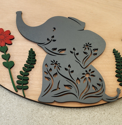 Elephant Floral Name Board