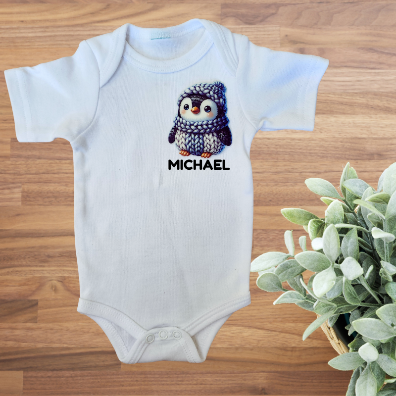 Personalised Name Onesie - Cute Penguin