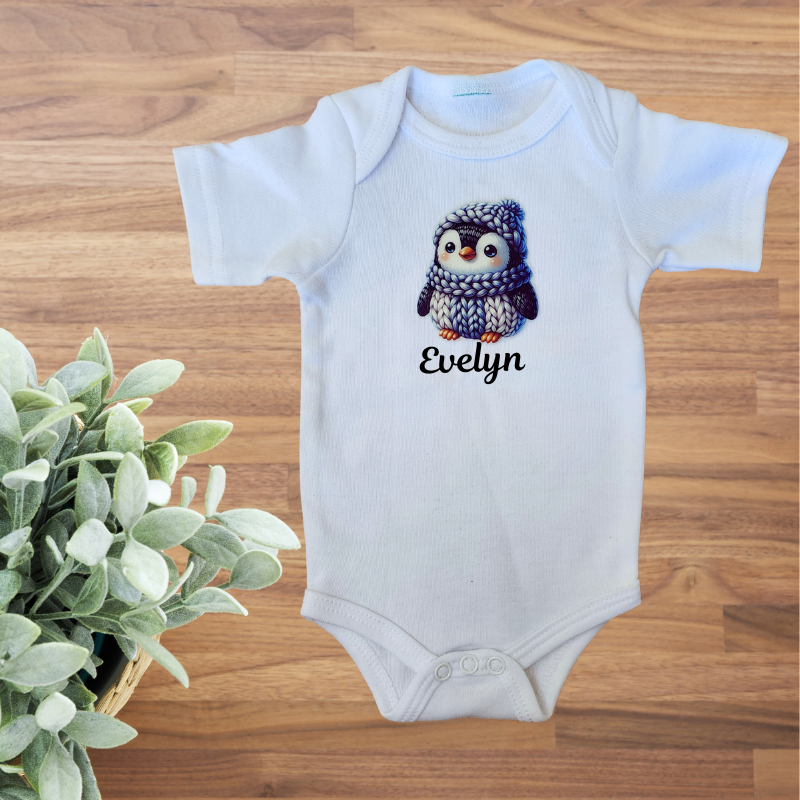 Personalised Name Onesie - Cute Penguin