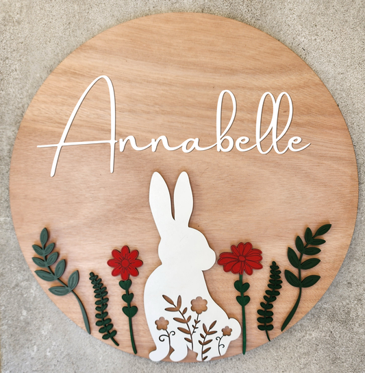 Floral Bunny Name Board