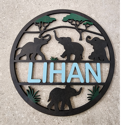 Elephant Silhouette Name Wreath