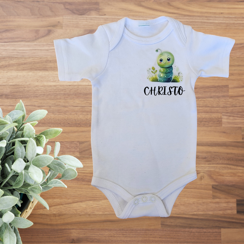 Personalised Name Onesie - Cute Worm