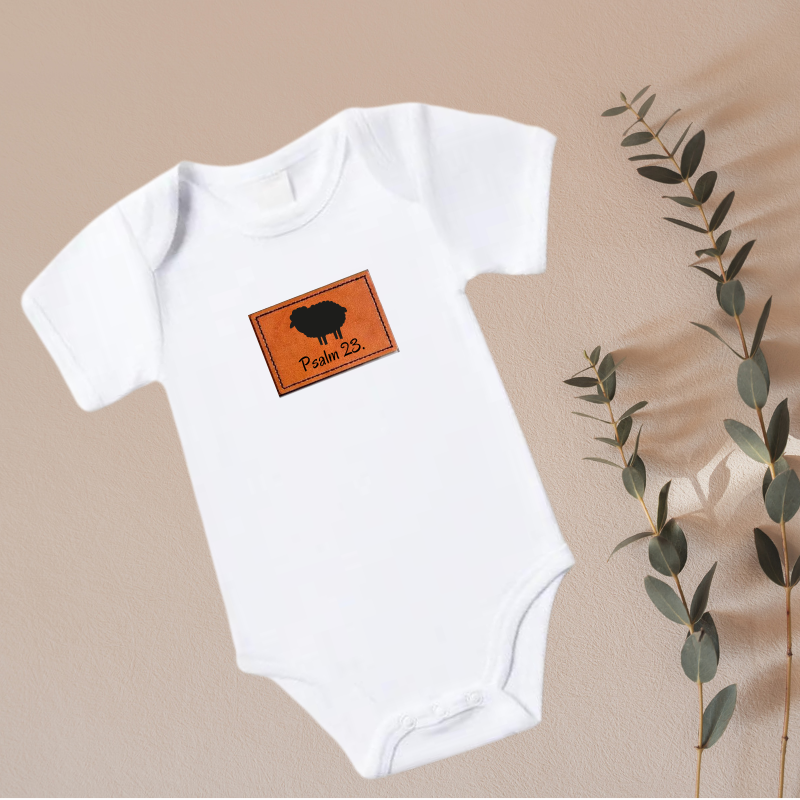 Custom Leather Patch Onesie Psalm 23