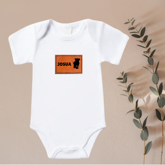 Custom Leather Patch Onesie - Name