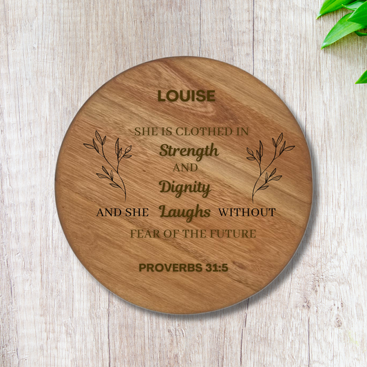 Personalised Round Cutting Board - Proverbs 31:5