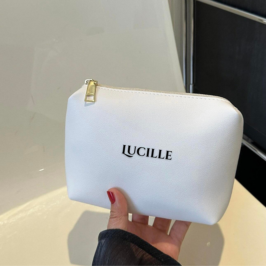 Elegant White Personalised Make-up Bag